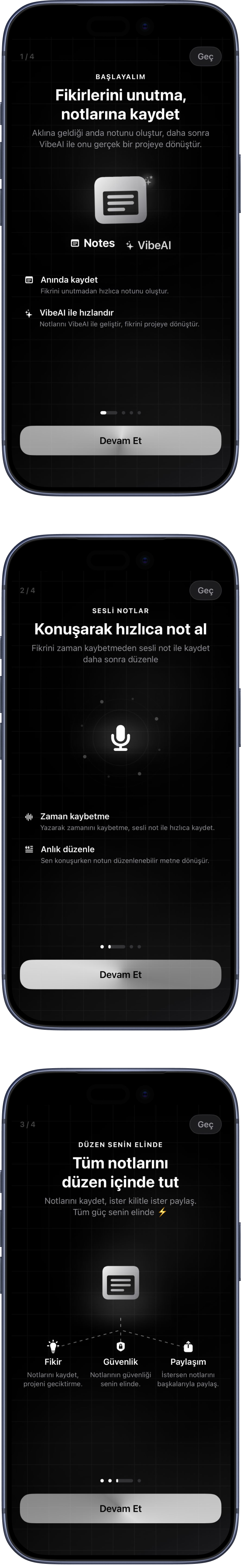 VibeMemo left app screens